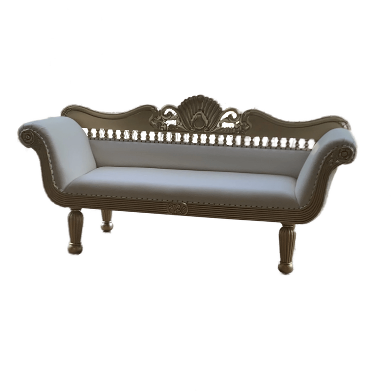Low Back Loveseat with White Leather