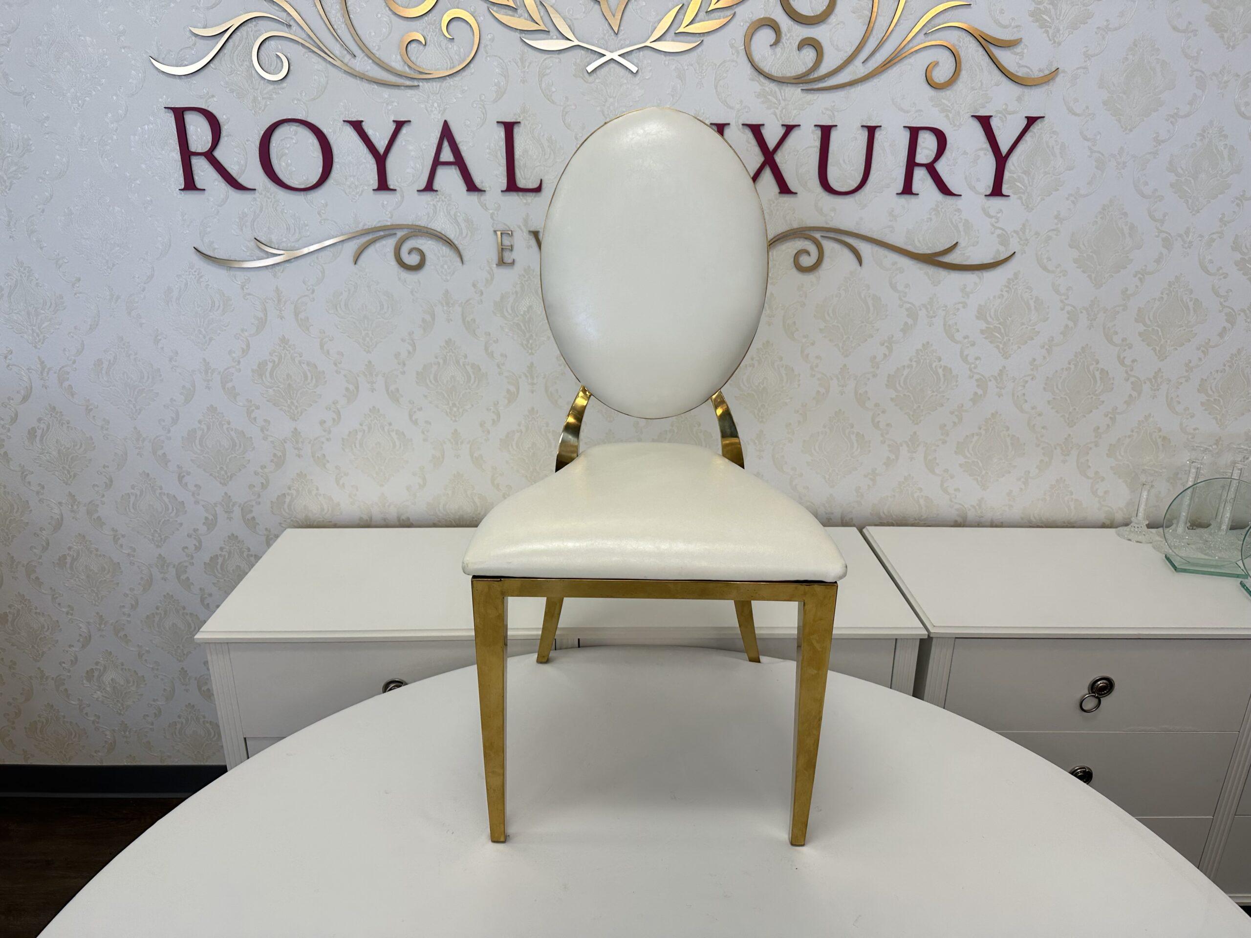 Elegant Gold and White Dining Chair, Garbo Chair