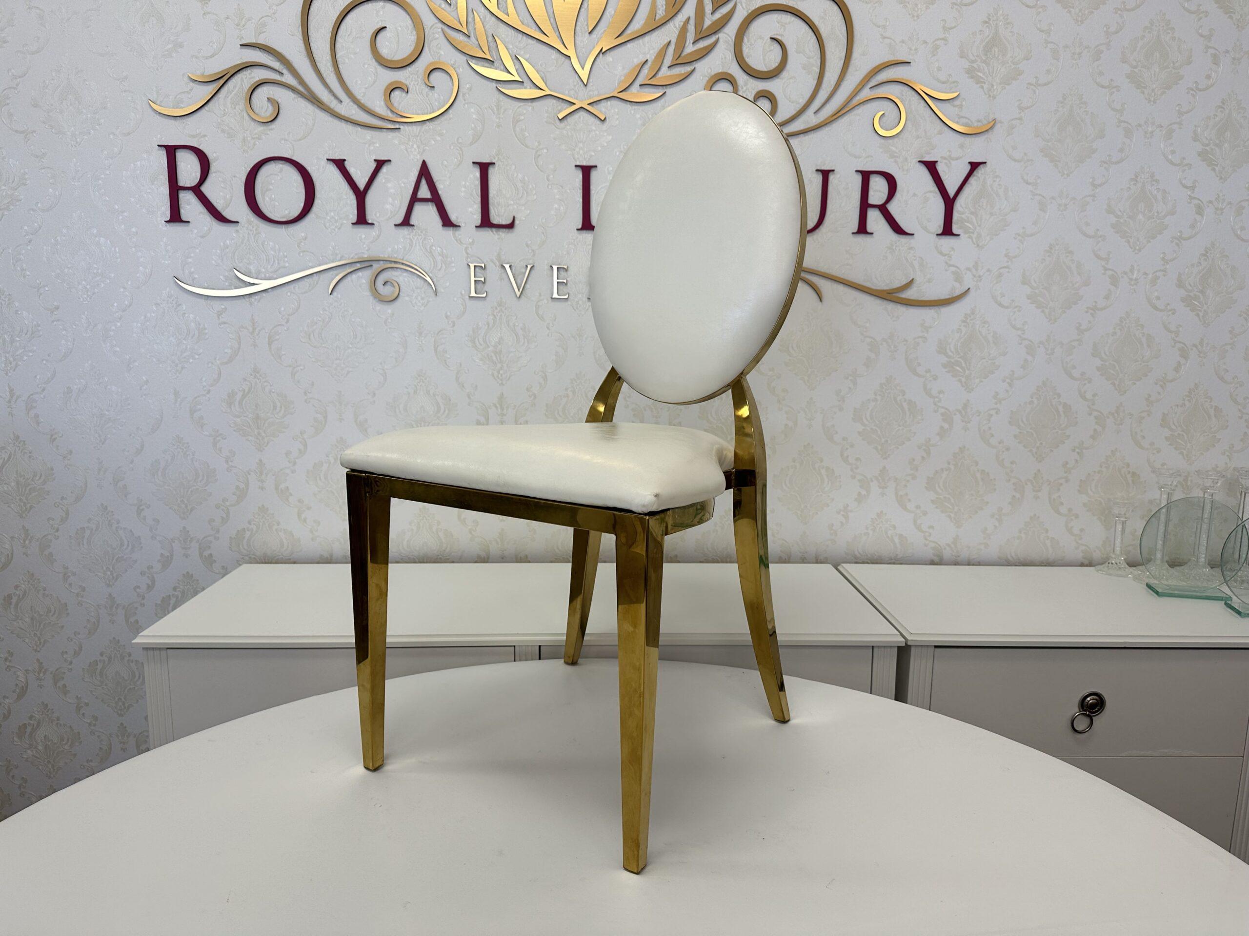 Elegant Gold and White Dining Chair, Garbo Chair