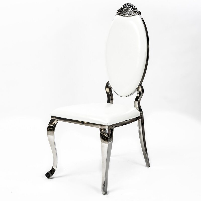 Gorgeous Royal Sweetheart Chair, Silver Chair with White Cushion, Amazing Back Design