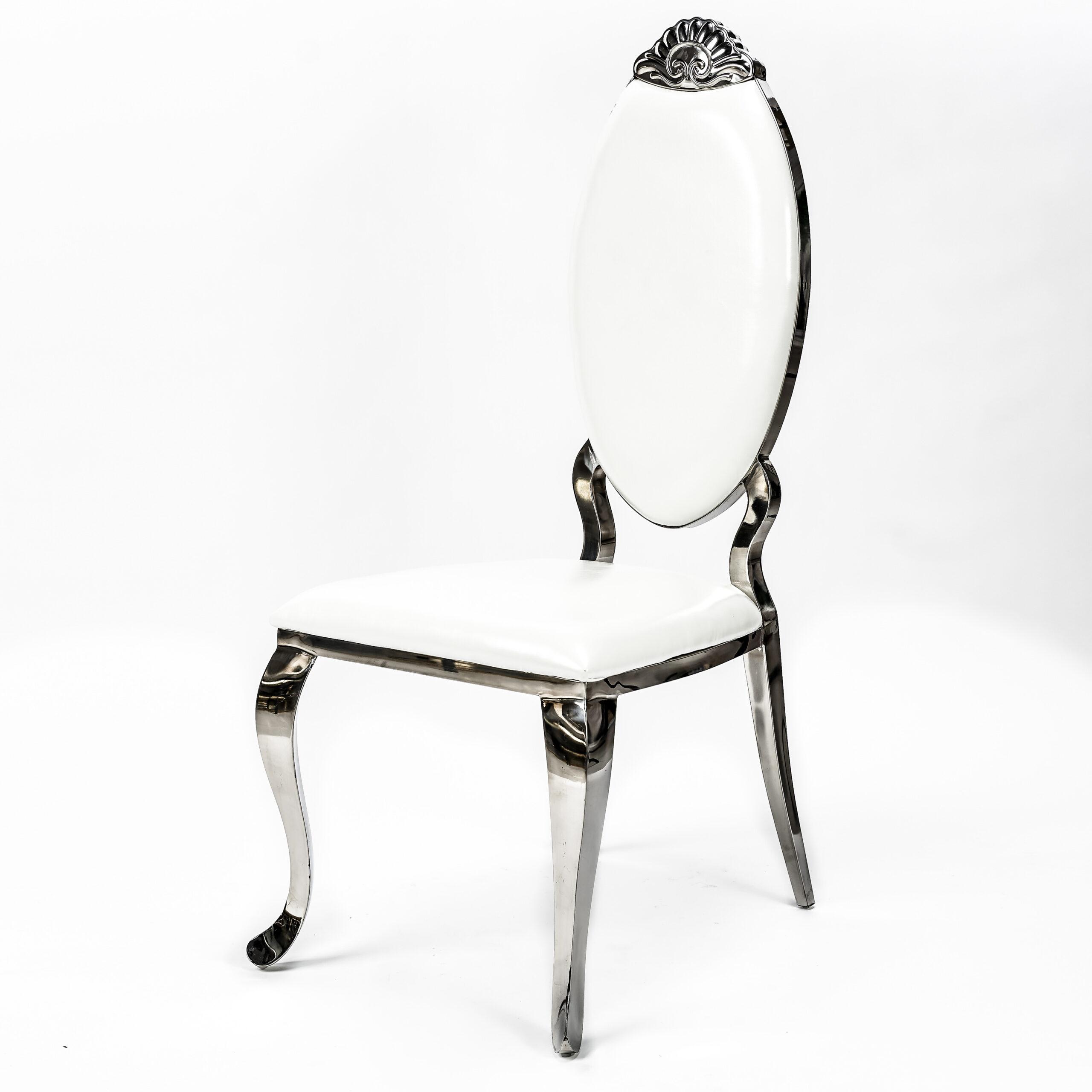 Gorgeous Royal Sweetheart Chair, Silver Chair with White Cushion, Amazing Back Design