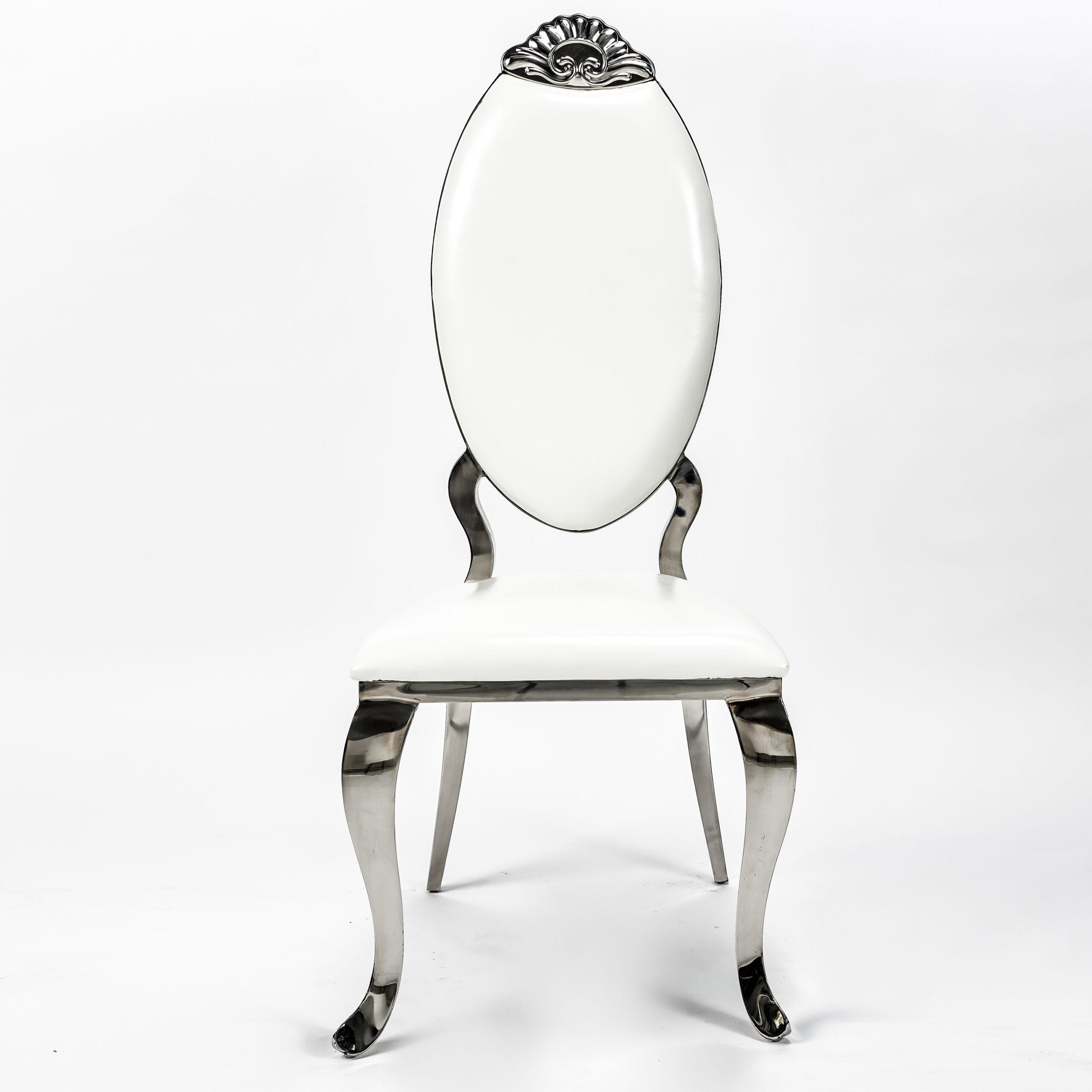 Gorgeous Royal Sweetheart Chair, Silver Chair with White Cushion, Amazing Back Design