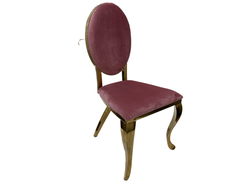 Cross Leg Gold Chair with Pink Velvet Cushion