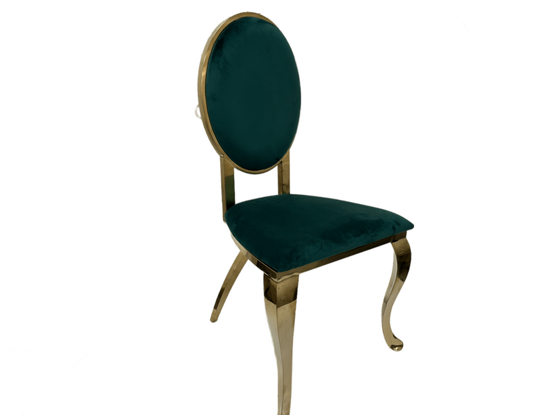Cross Leg Gold Chair with Emerald Green Velvet Cushion