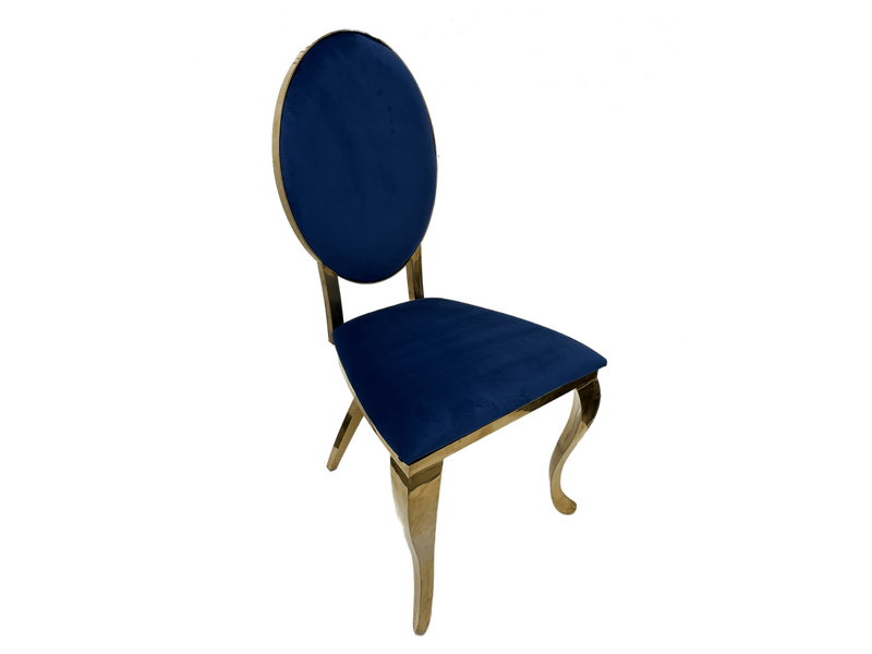 Cross Leg Gold Chair with Navy Blue Velvet Cushion