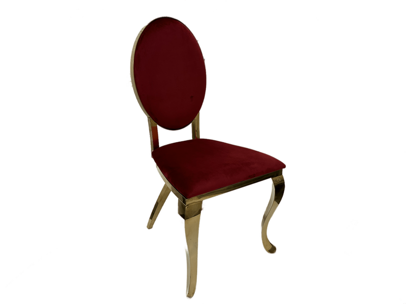 Cross Leg Gold Chair with Ruby Red Velvet Cushion