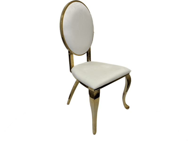 Cross Leg Gold Chair with White Velvet Cushion