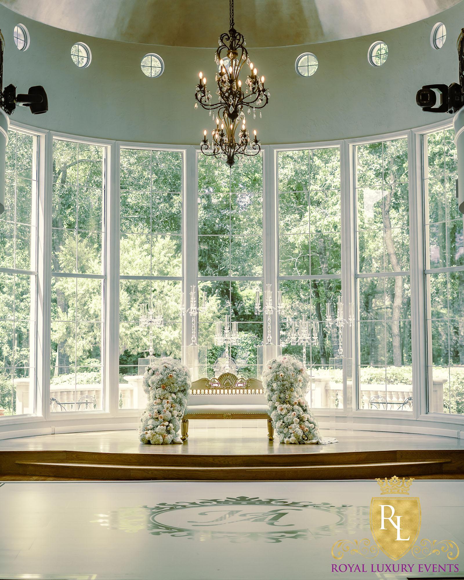 Wedding Reception Decor - Fancy Chair Rentals - Gold Serpentine Tables - Luxury