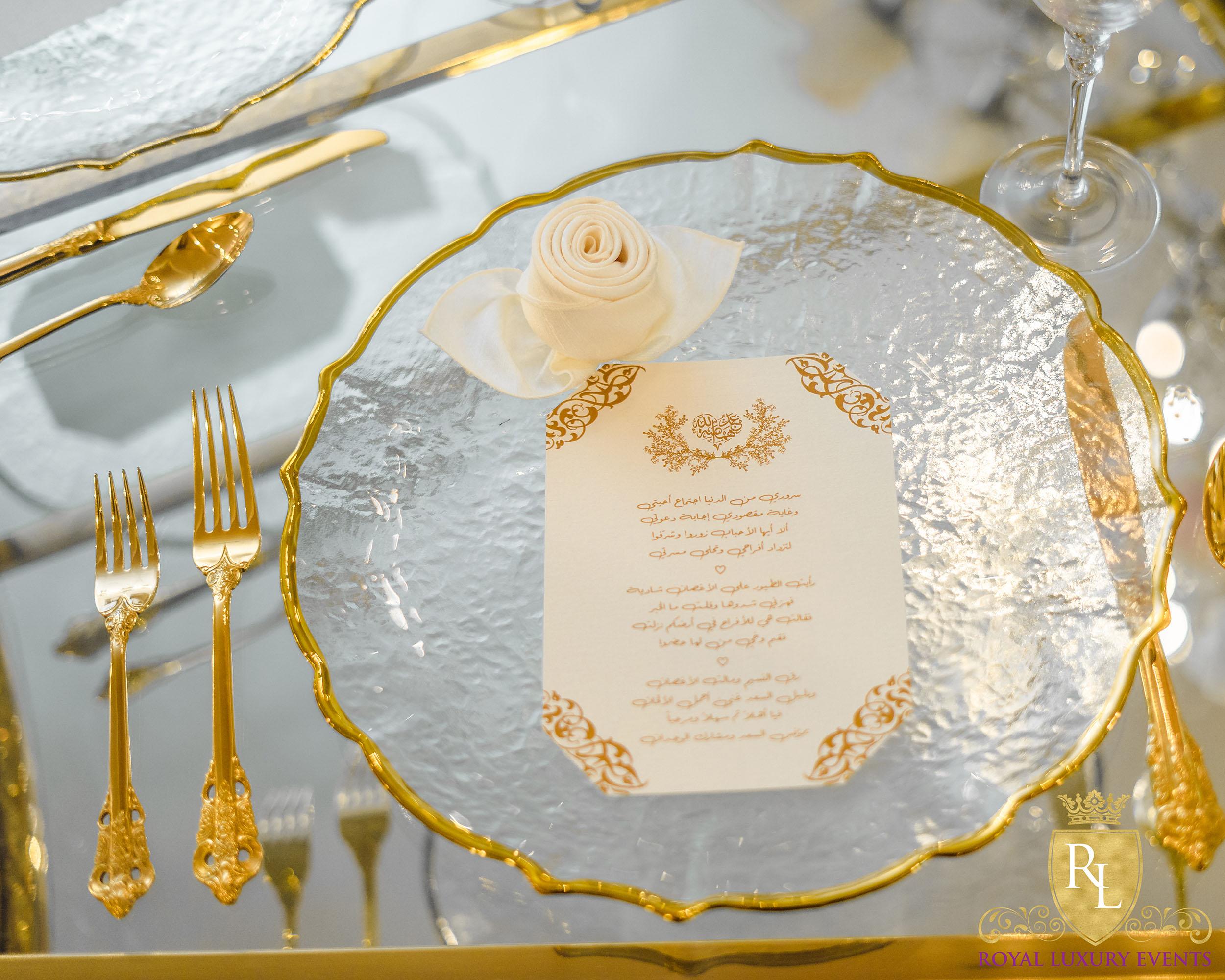 Wedding Reception Decor - Fancy Chair Rentals - Gold Serpentine Tables - Luxury