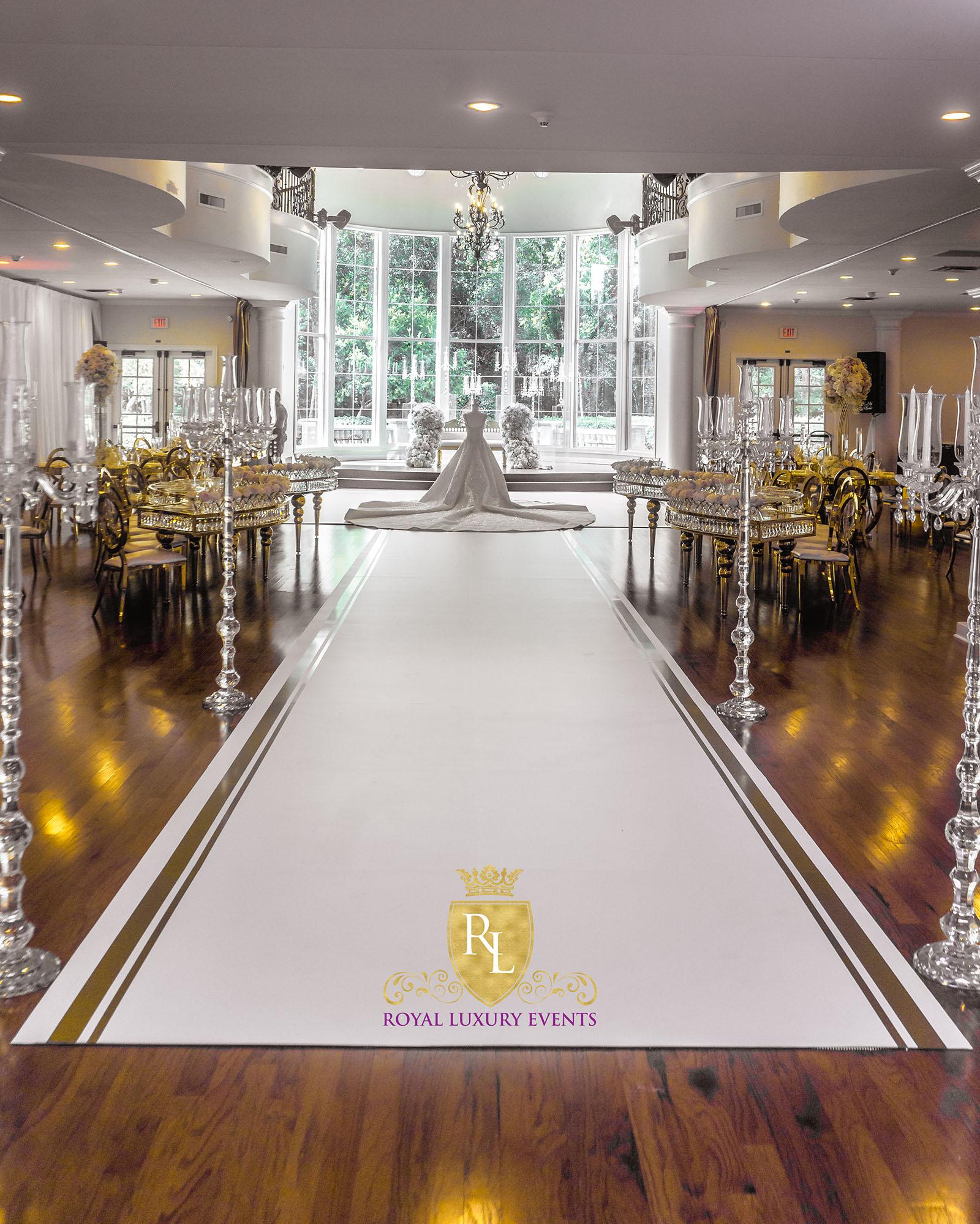Wedding Reception Decor - Fancy Chair Rentals - Gold Serpentine Tables - Luxury