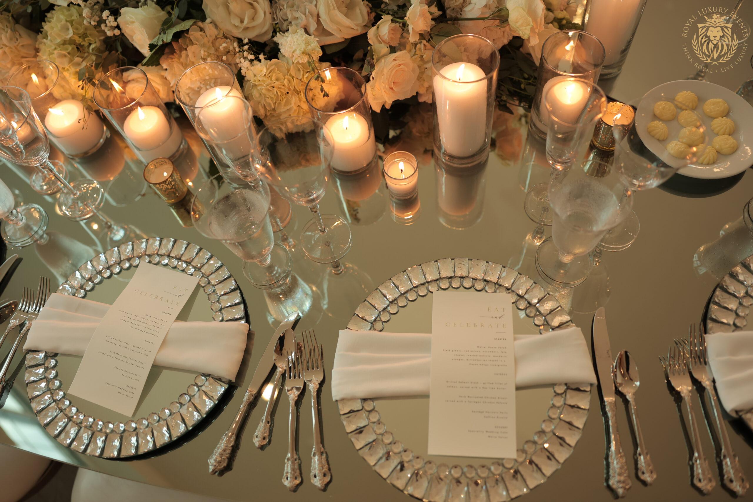 Silver & White Wedding in Dallas, Texas charger plates