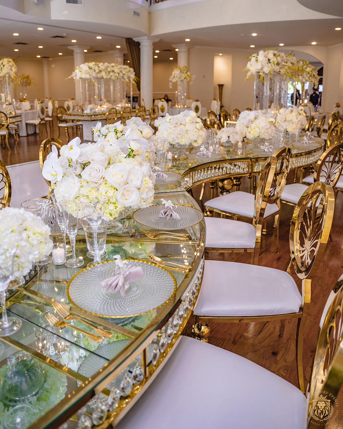 white gold ivory wedding in houston texas - florist - wedding reception decor