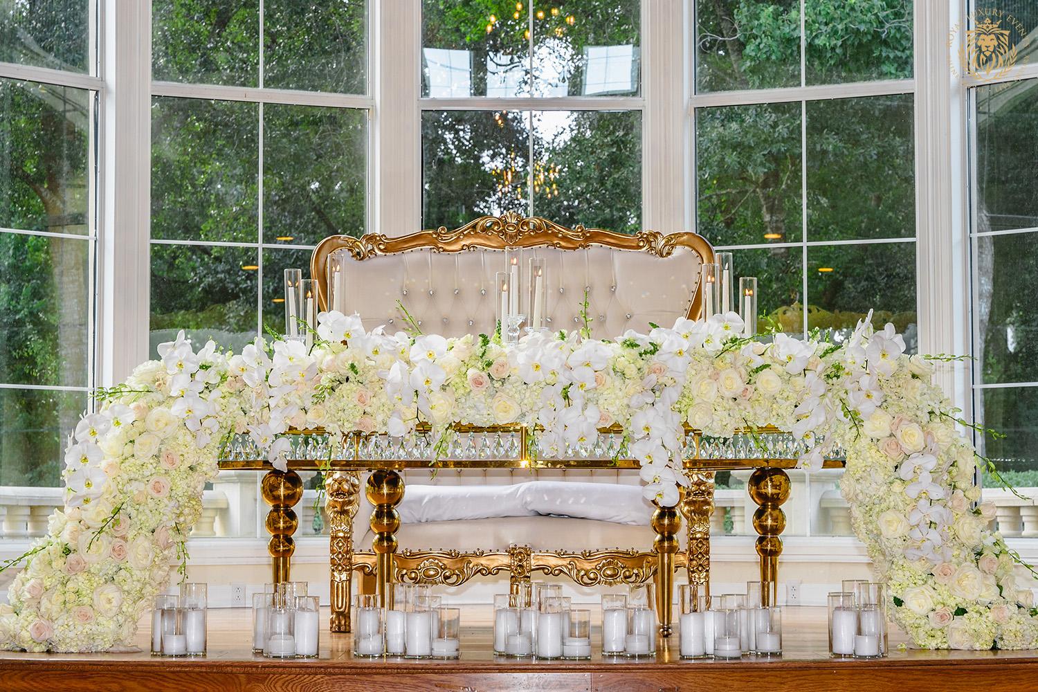 white gold ivory wedding in houston texas - florist - wedding reception decor