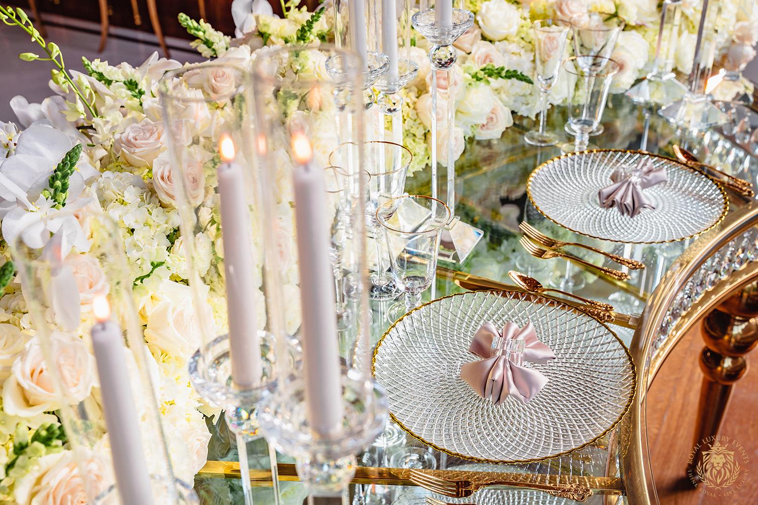 white gold ivory wedding in houston texas - florist - wedding reception decor