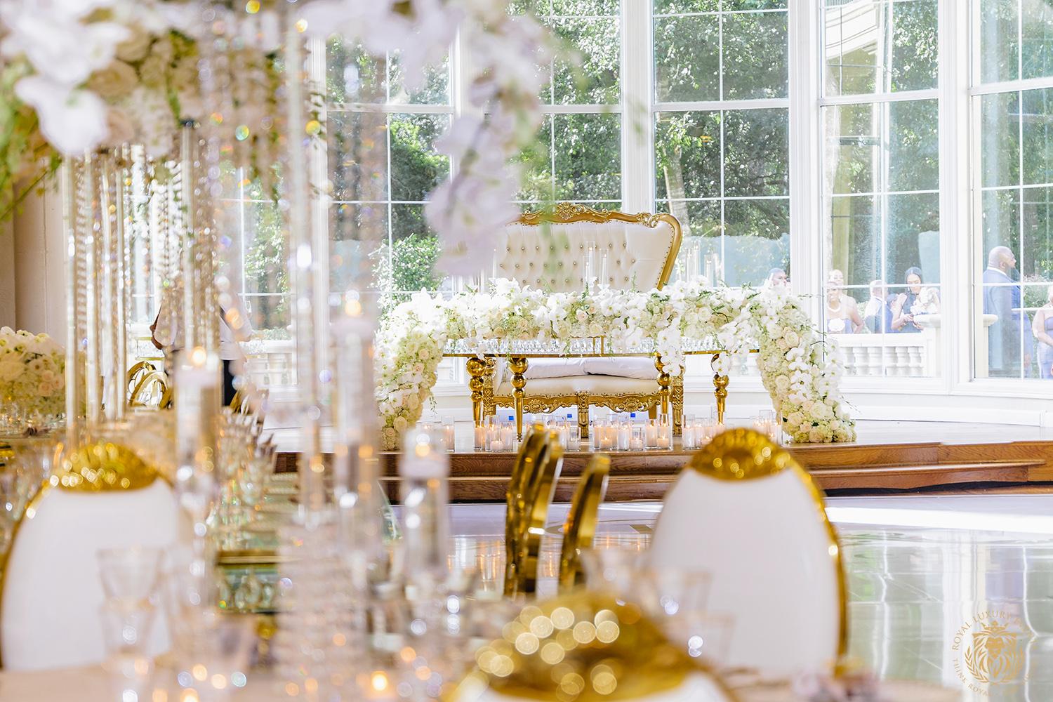 white gold ivory wedding in houston texas - florist - wedding reception decor