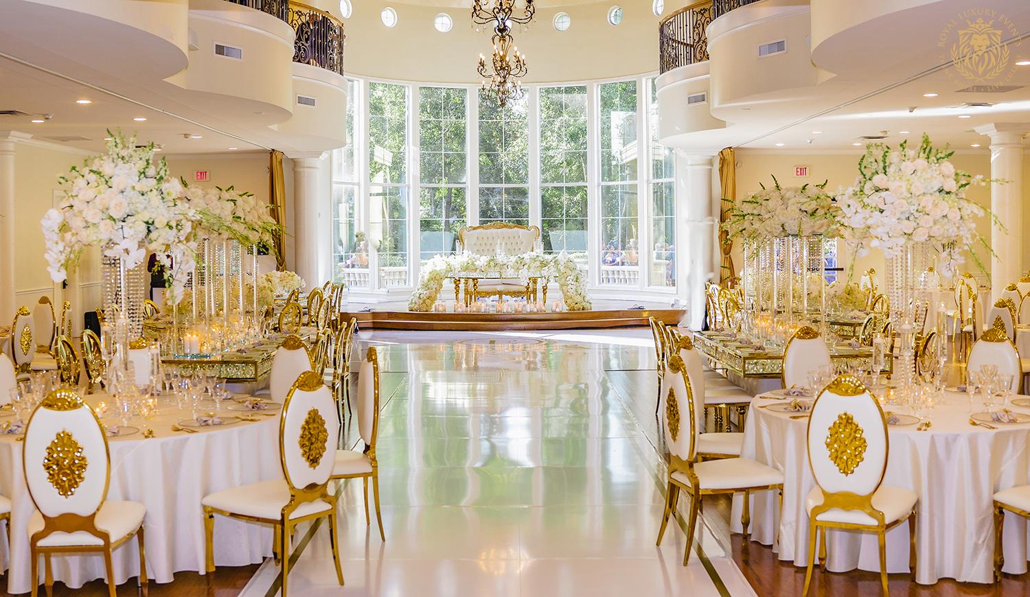 white gold ivory wedding in houston texas - florist - wedding reception decor