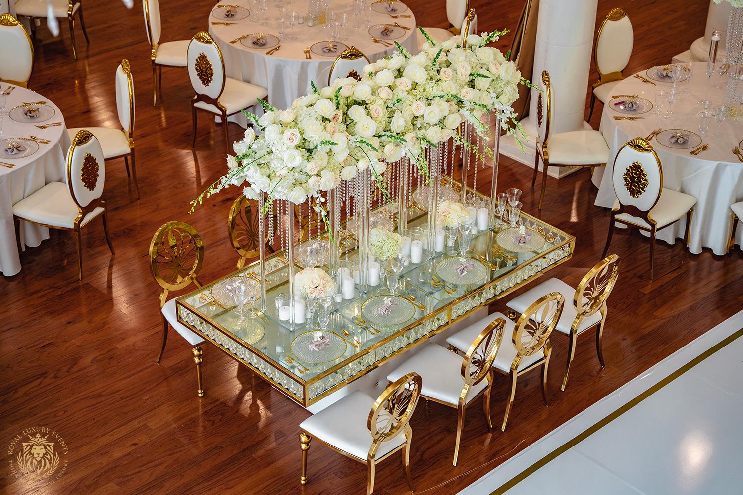 white gold ivory wedding in houston texas - florist - wedding reception decor