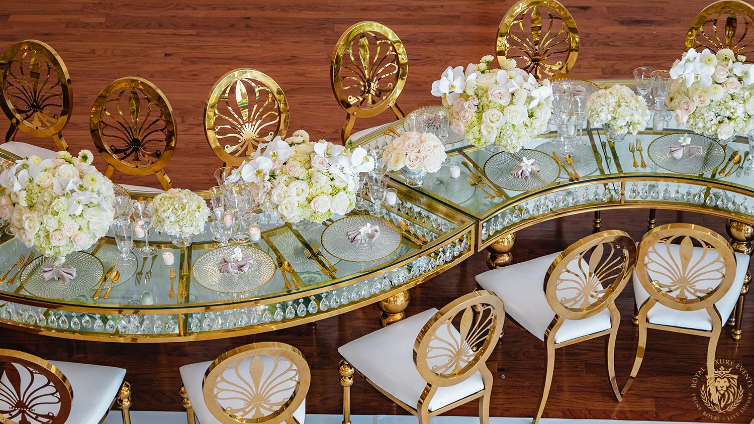 white gold ivory wedding in houston texas - florist - wedding reception decor