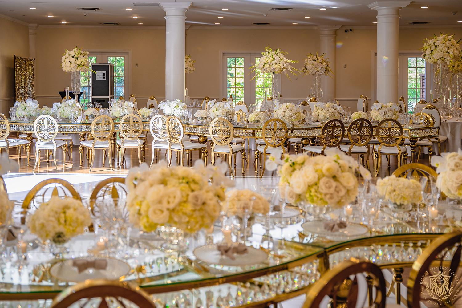 white gold ivory wedding in houston texas - florist - wedding reception decor