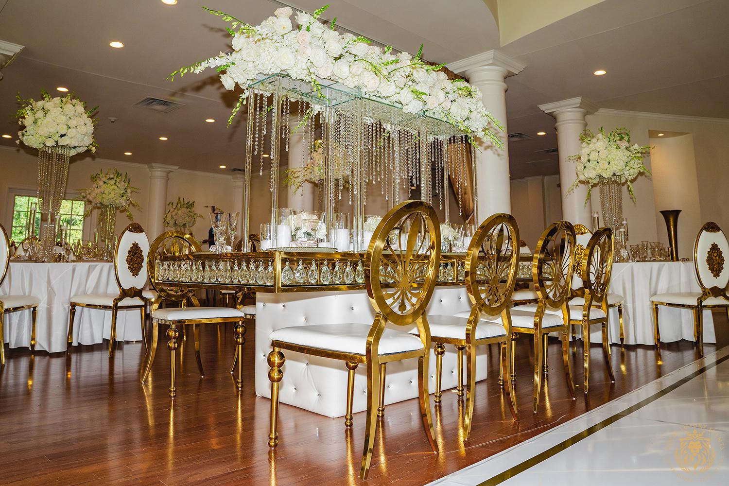 white gold ivory wedding in houston texas - florist - wedding reception decor