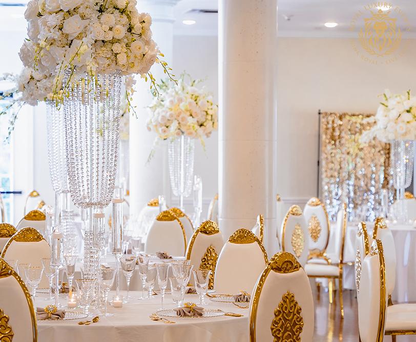 white gold ivory wedding in houston texas - florist - wedding reception decor