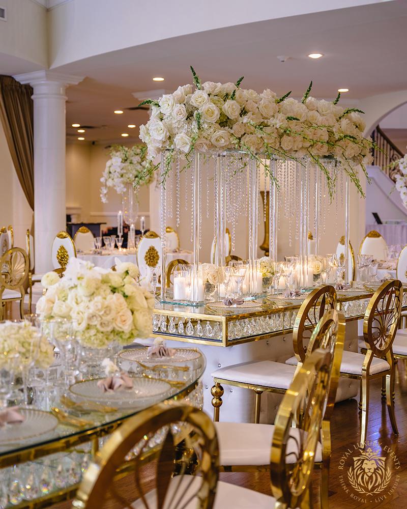 white gold ivory wedding in houston texas - florist - wedding reception decor