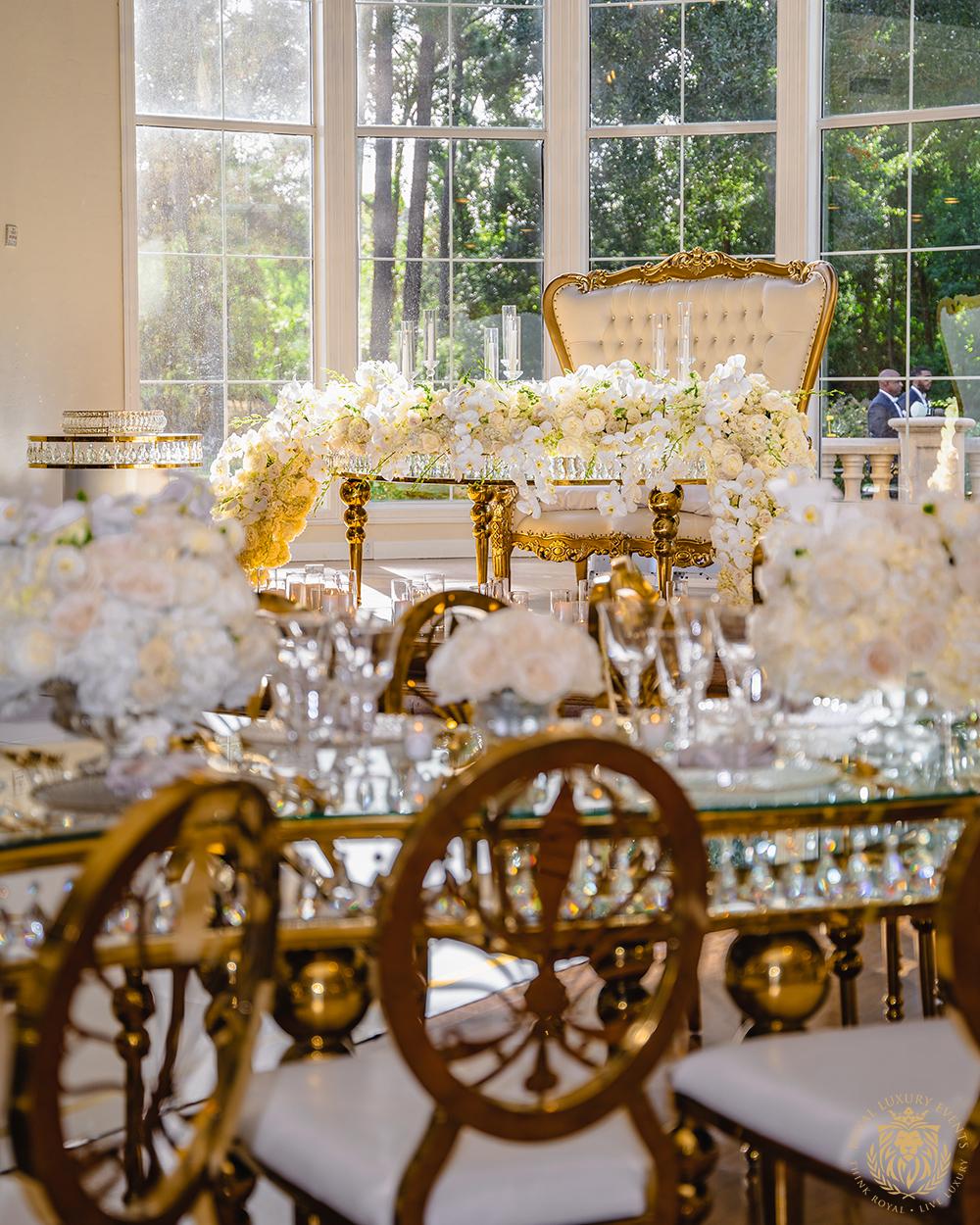 white gold ivory wedding in houston texas - florist - wedding reception decor