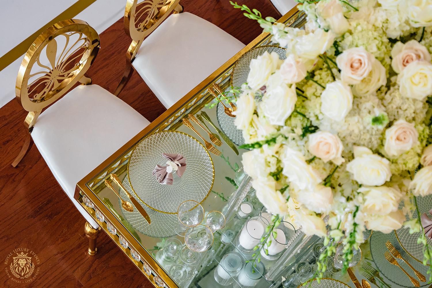 white gold ivory wedding in houston texas - florist - wedding reception decor