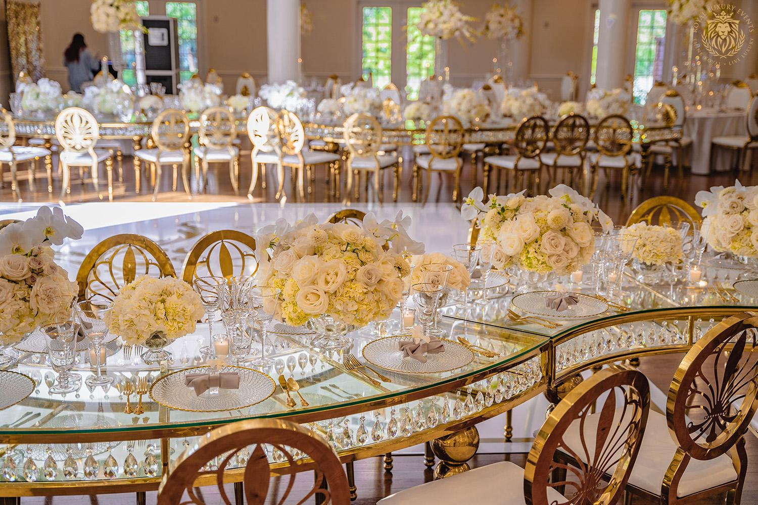 white gold ivory wedding in houston texas - florist - wedding reception decor