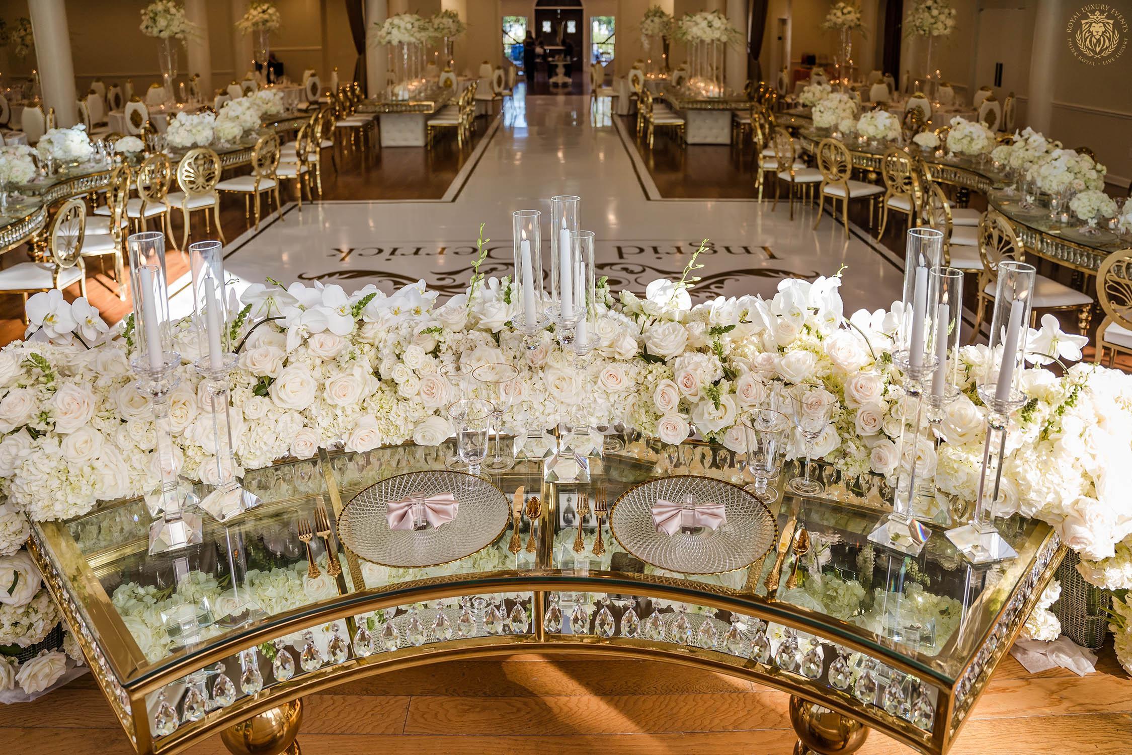 white gold ivory wedding in houston texas - florist - wedding reception decor