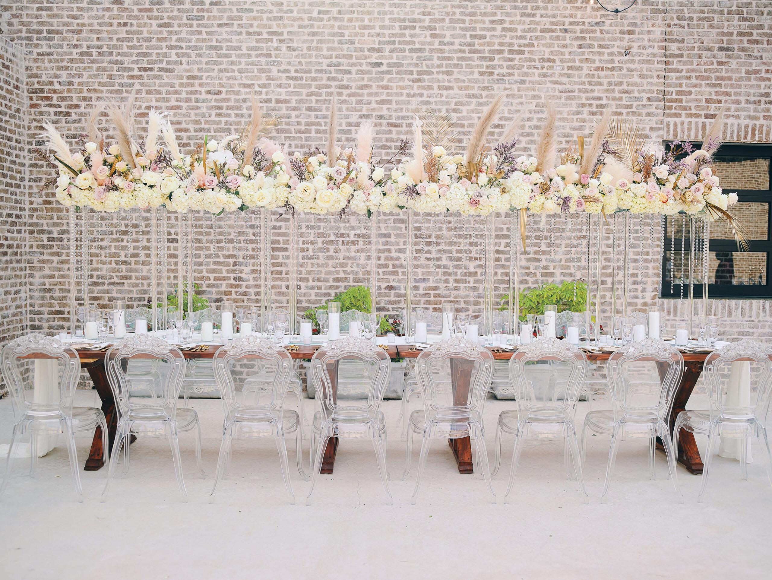Outdoor boho wedding reception decor - luxury
