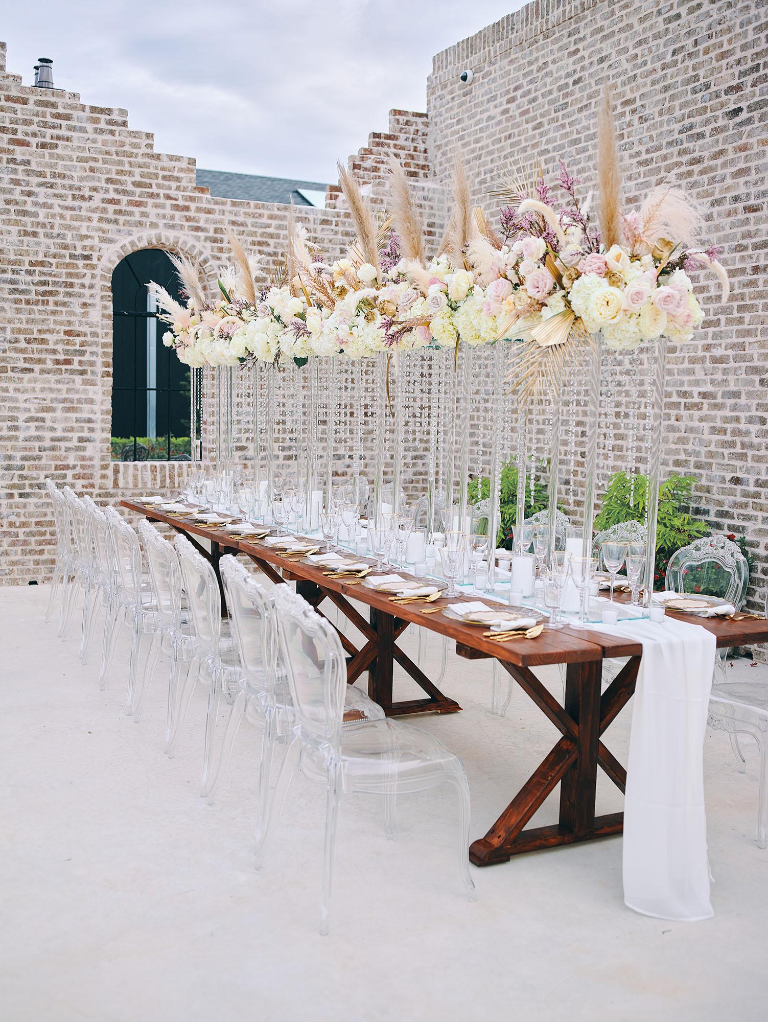 Outdoor boho wedding reception decor - luxury