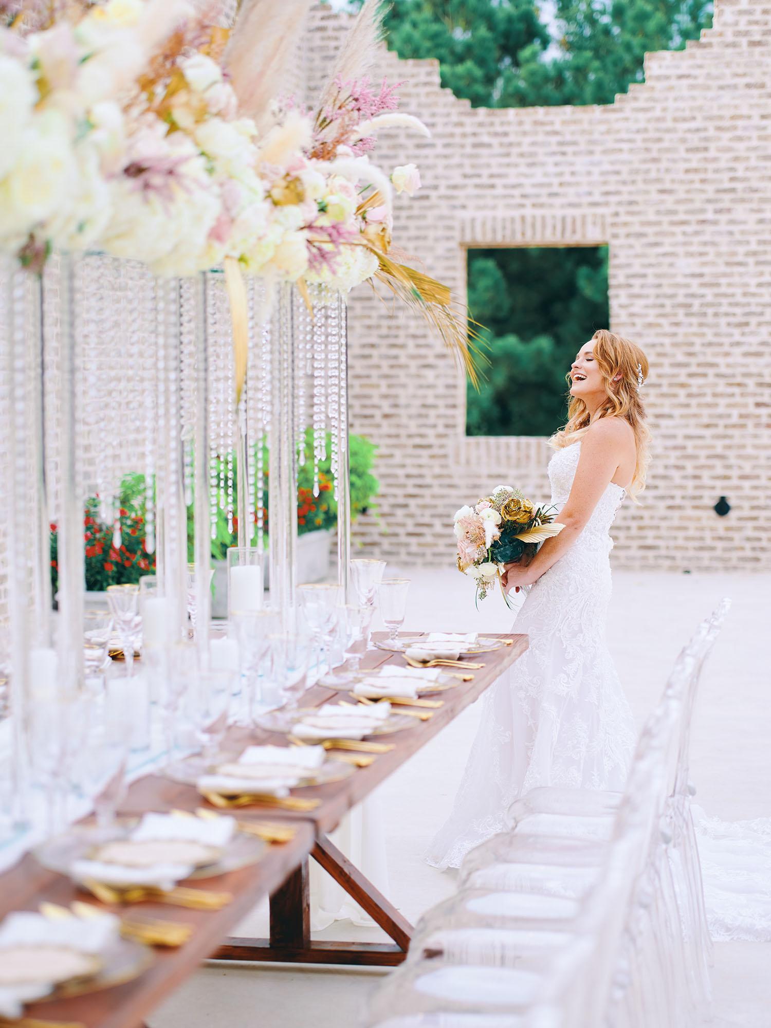Outdoor boho wedding reception decor - luxury