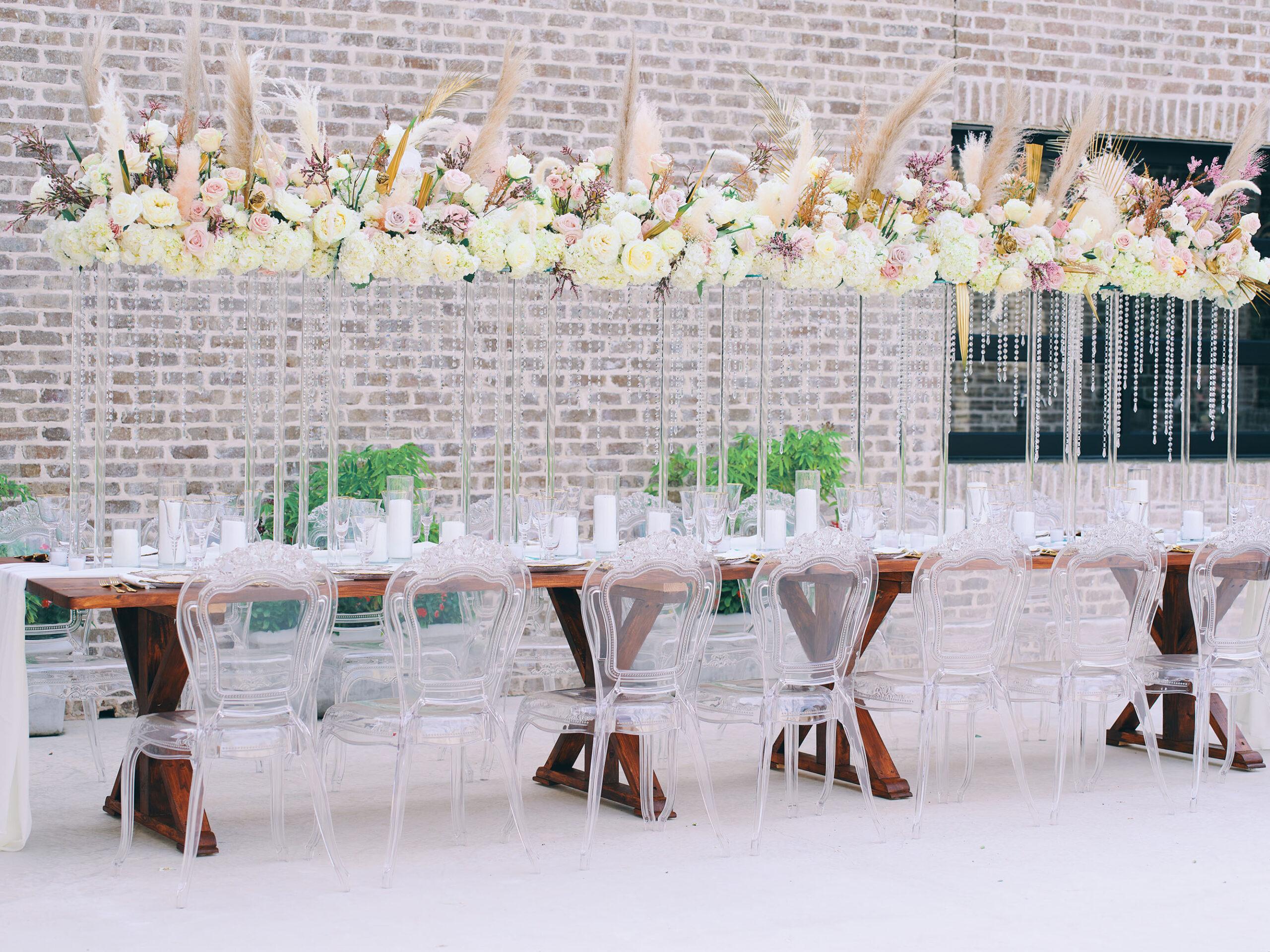 Outdoor boho wedding reception decor - luxury