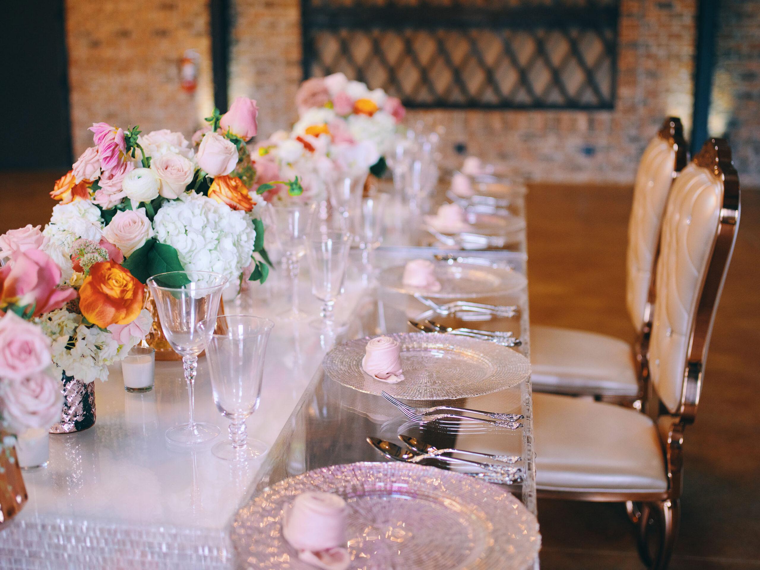Indoor Wedding Ghost Tables