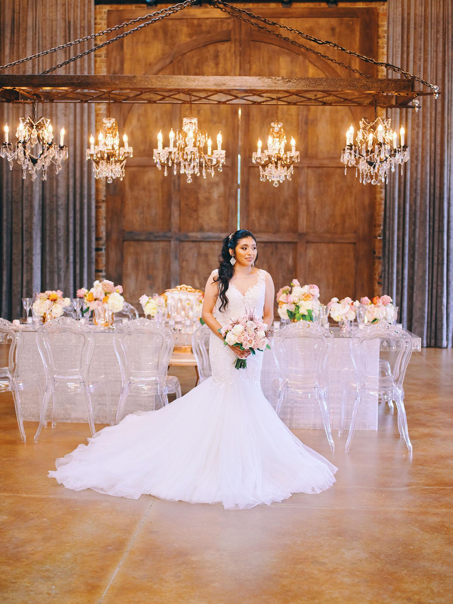Indoor Wedding Ghost Tables