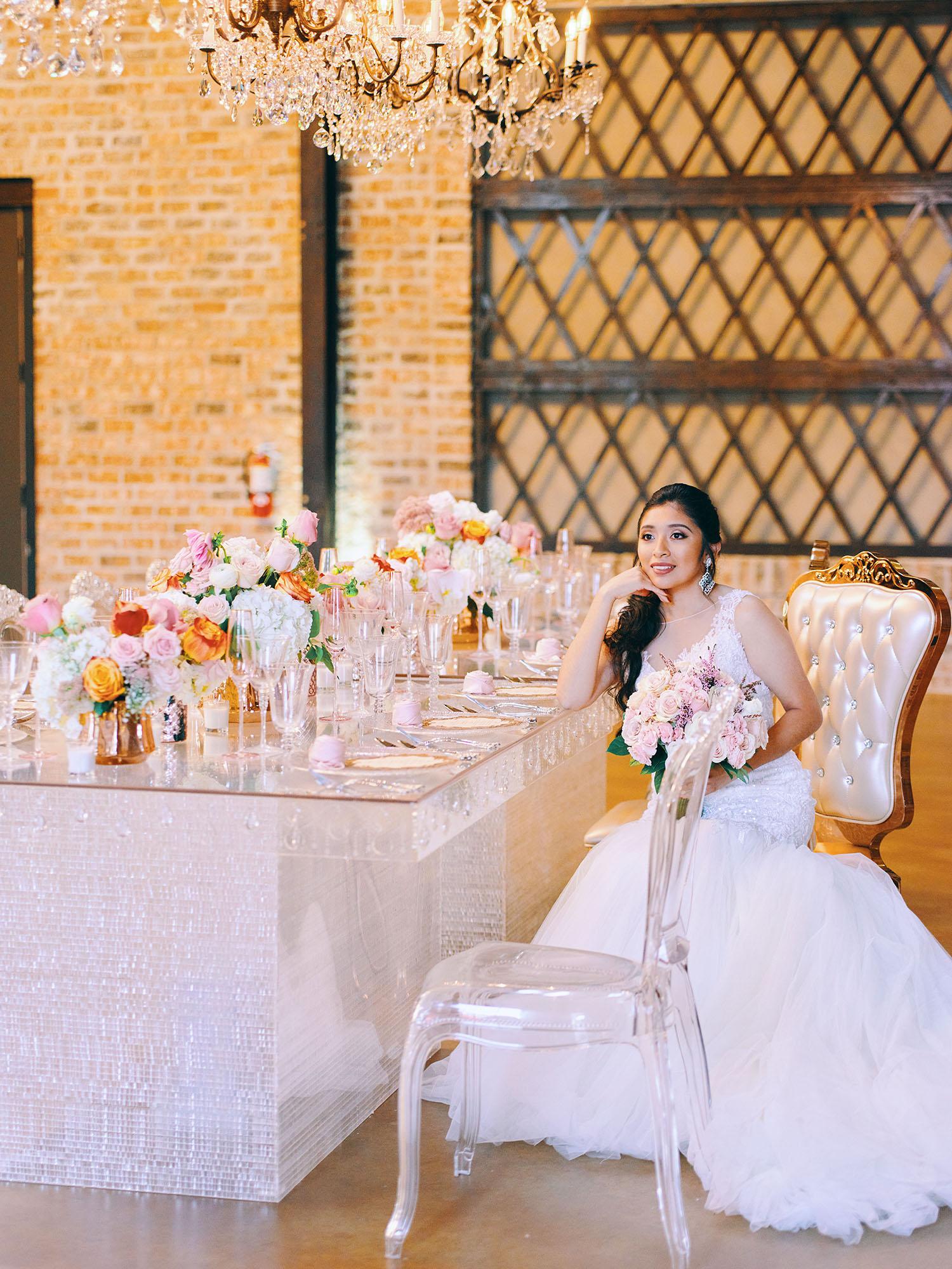 Indoor Wedding Ghost Tables