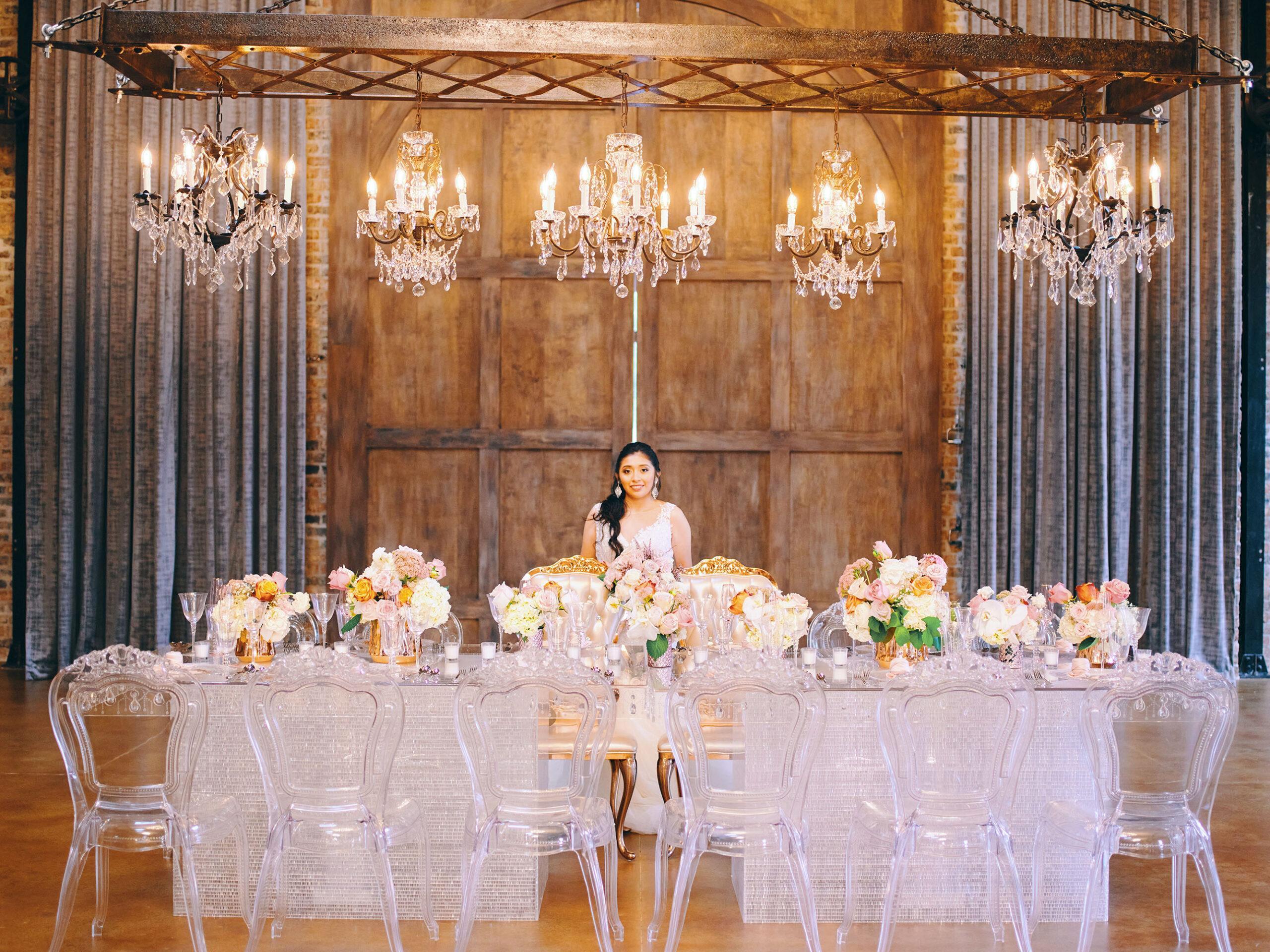 Indoor Wedding Ghost Tables