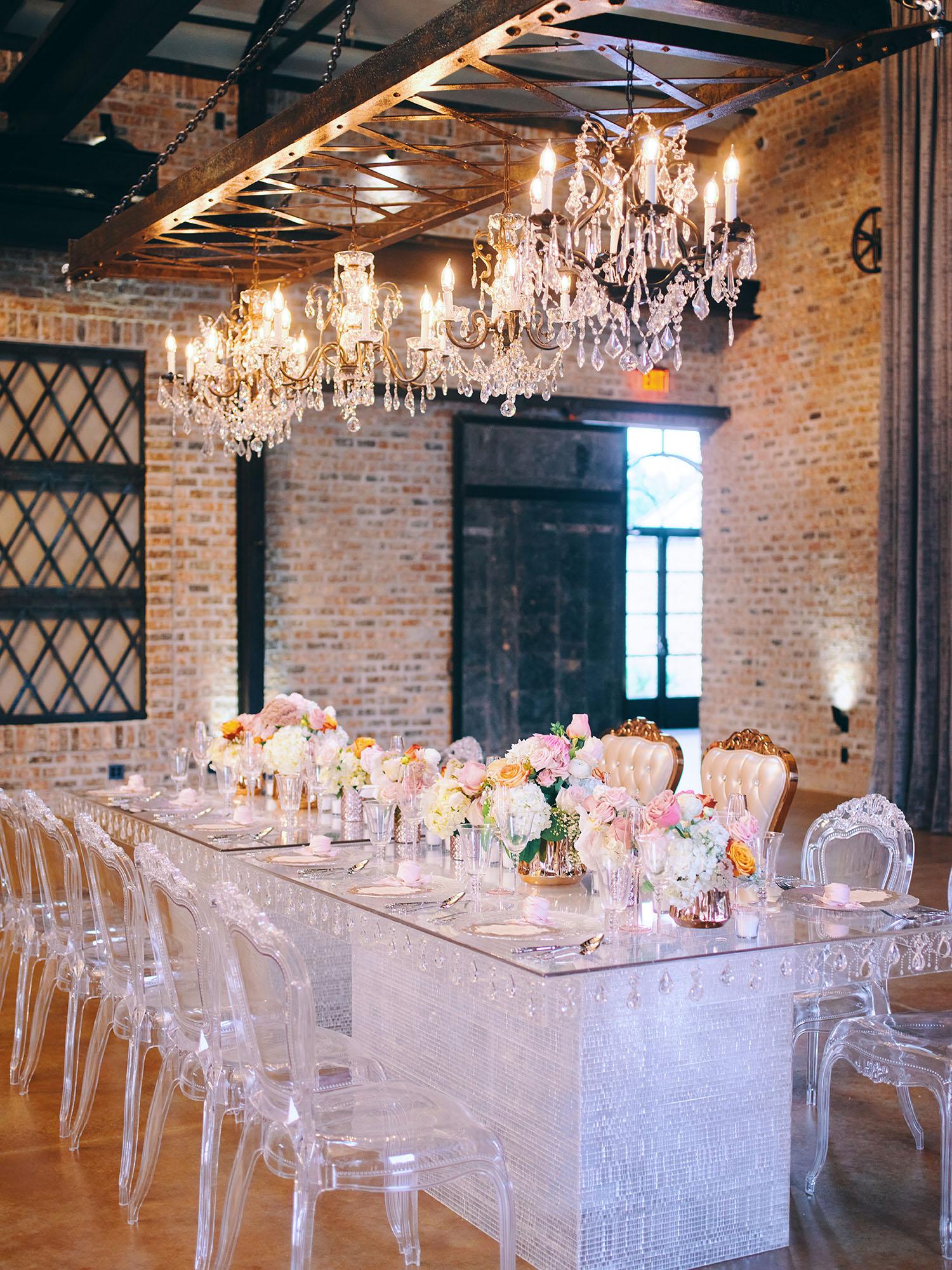 Indoor Wedding Ghost Tables