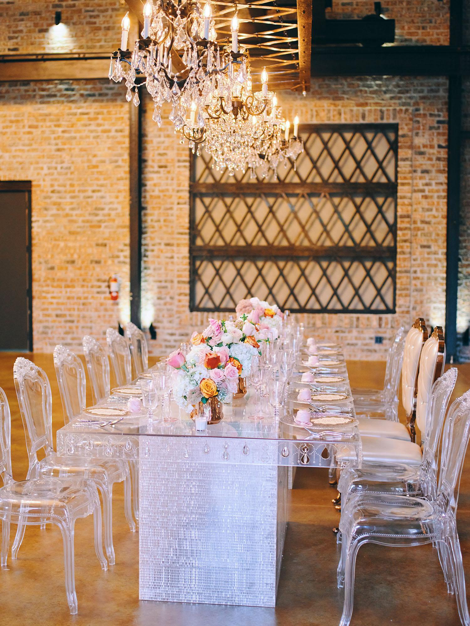 Indoor Wedding Ghost Tables