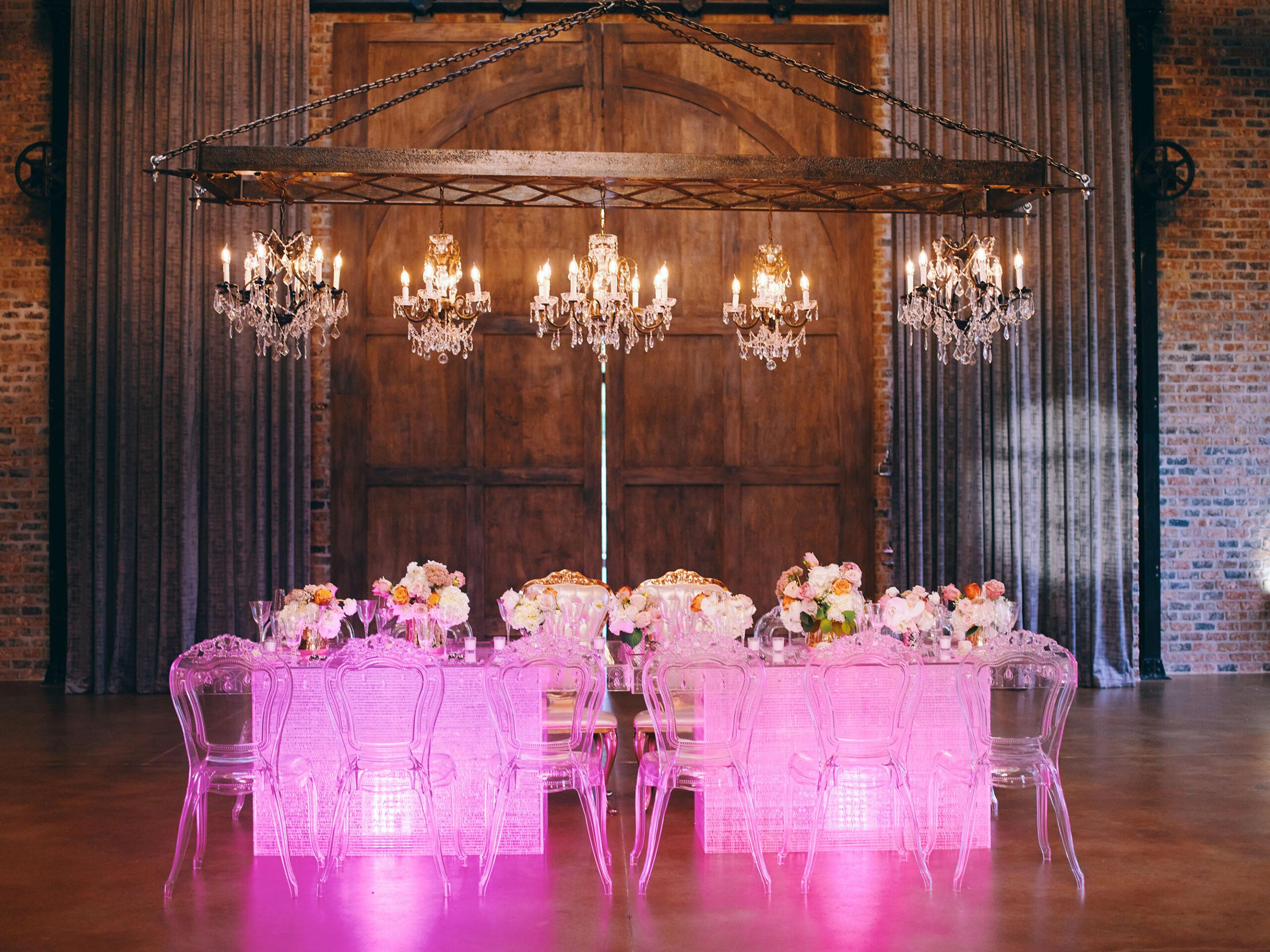 Indoor Wedding Ghost Tables
