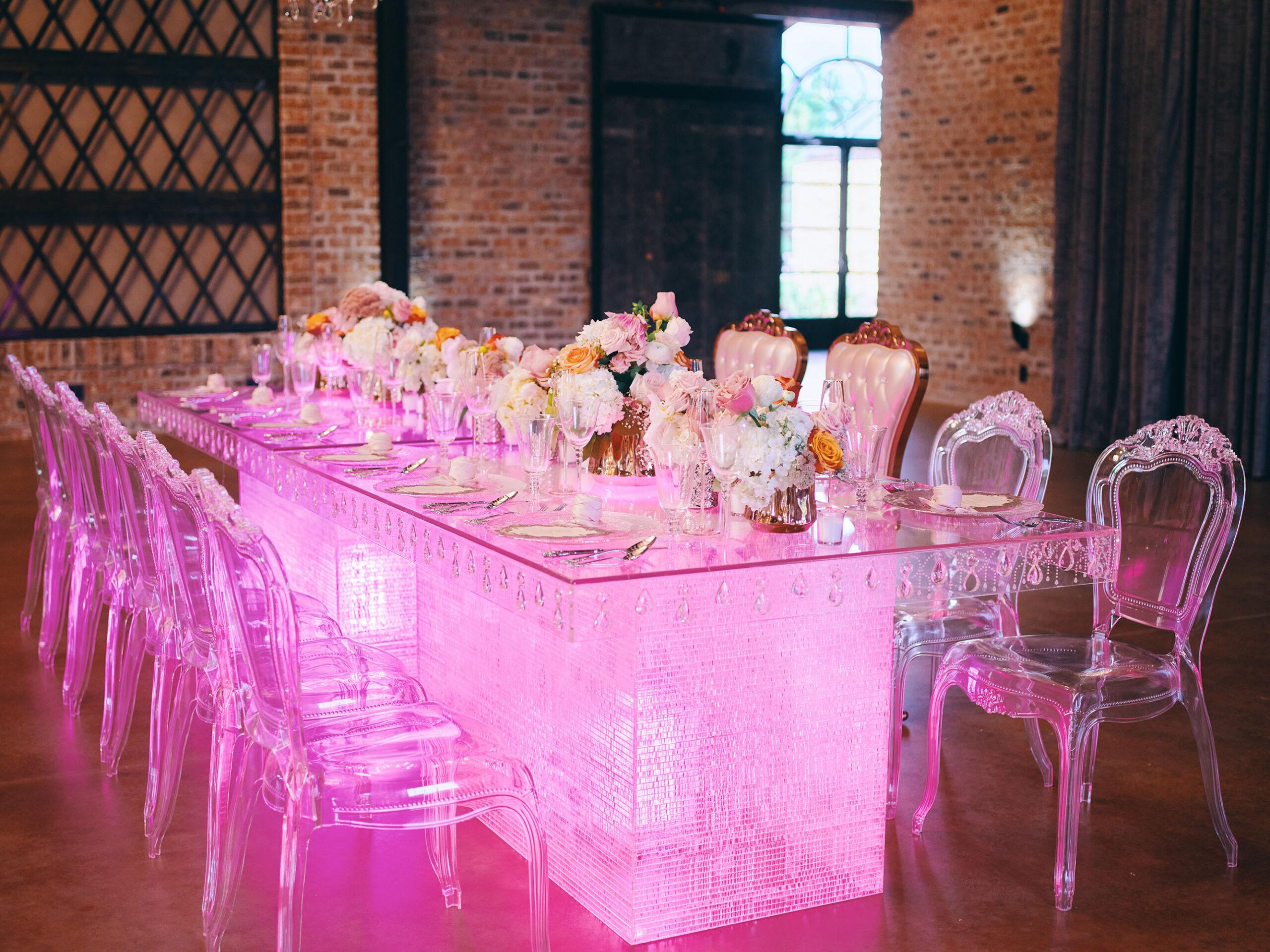 Indoor Wedding Ghost Tables