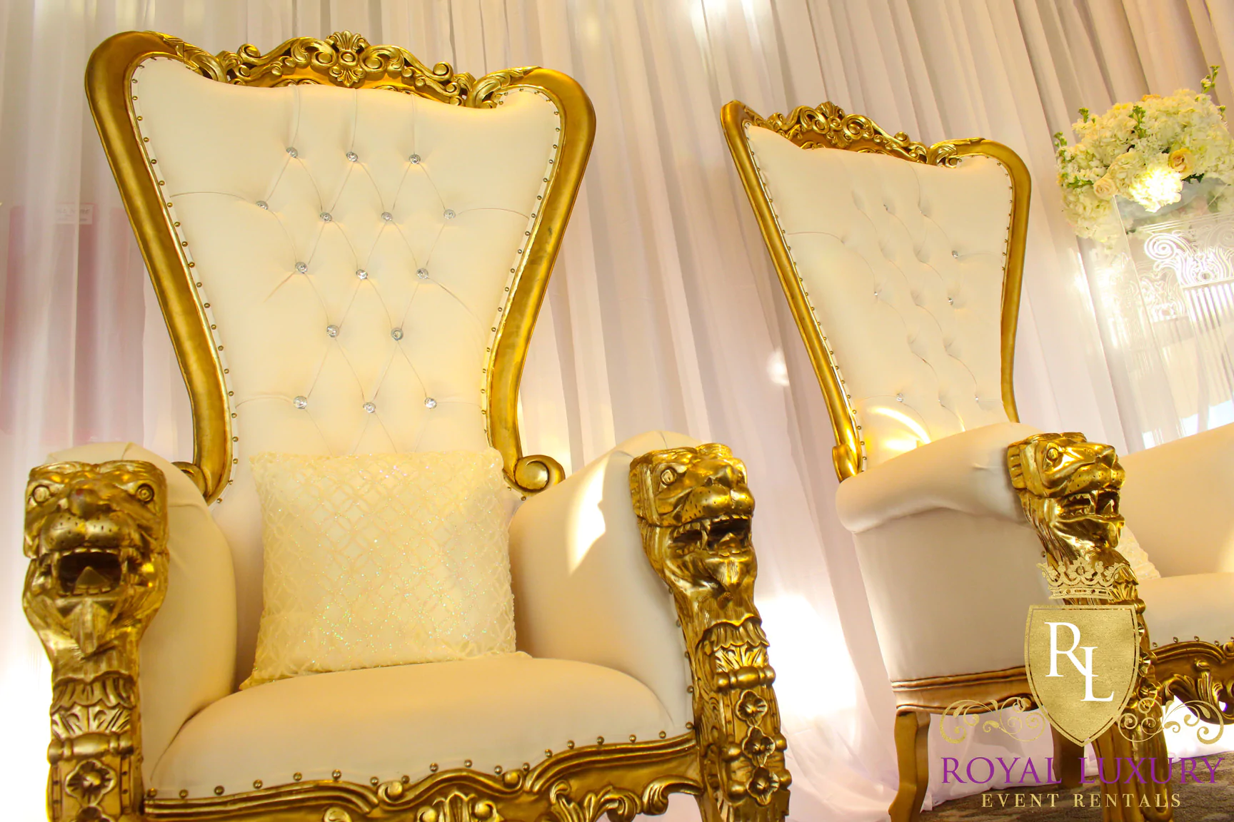 Lion Gold Throne Chair
