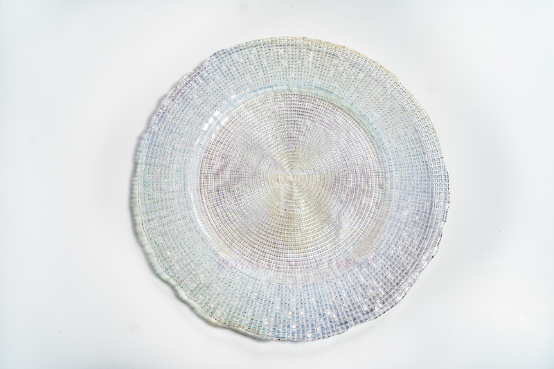 13-Inch Clear Iridescent Glass Charger