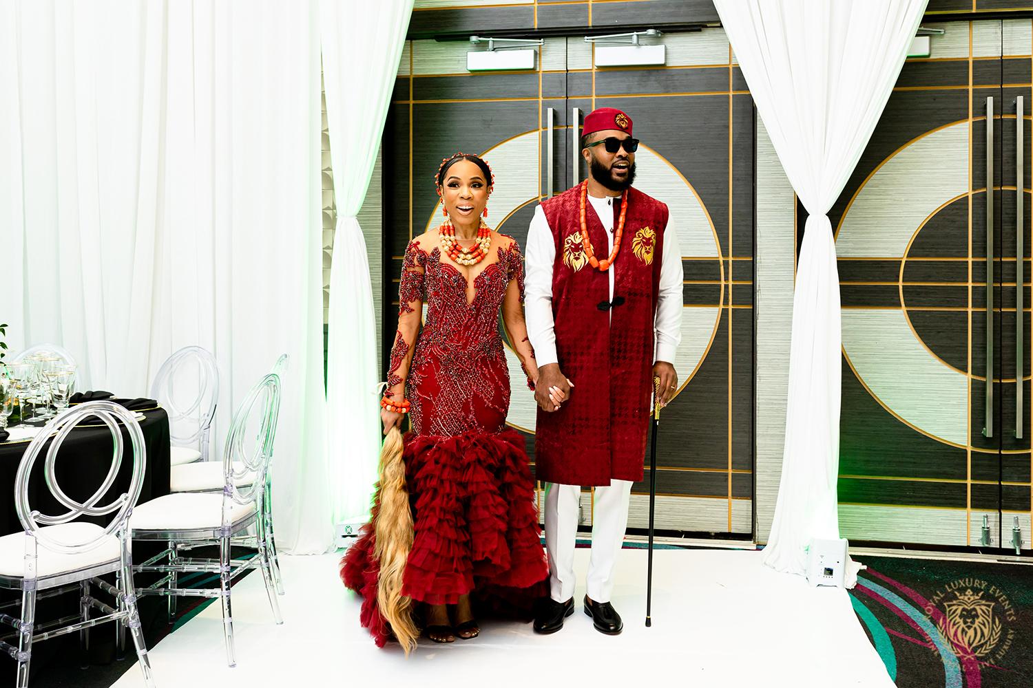 Chinye & Basil: Luxury Emerald Wedding With Pampas Grass