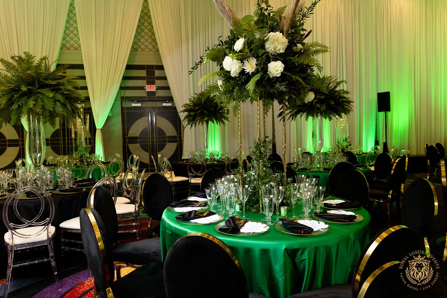 Chinye & Basil: Luxury Emerald Wedding With Pampas Grass