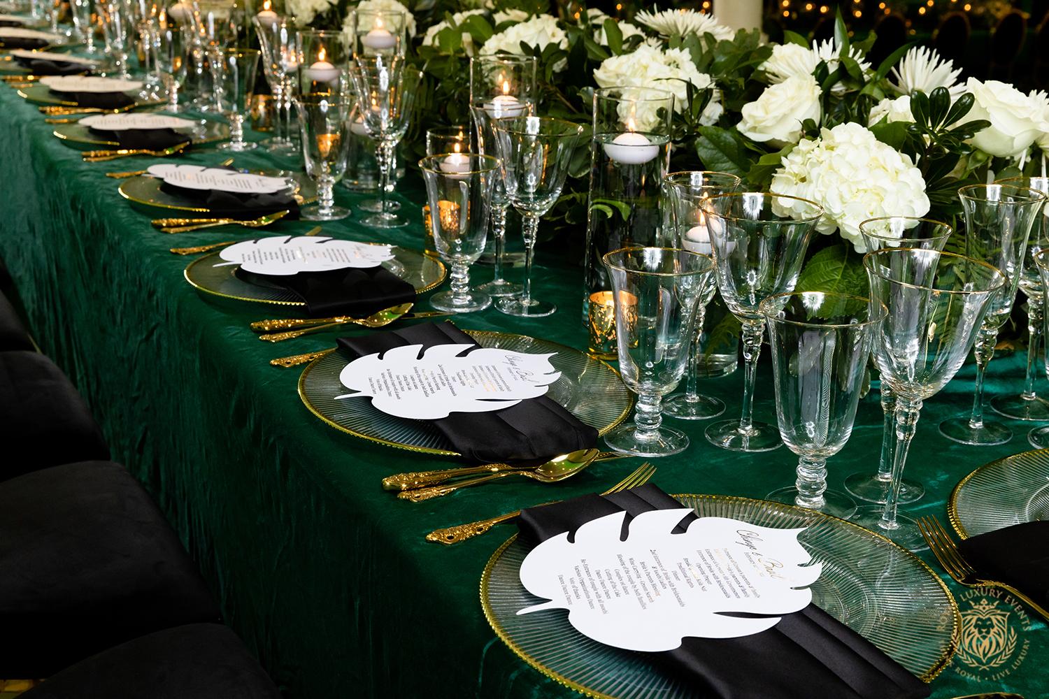 Chinye & Basil: Luxury Emerald Wedding With Pampas Grass