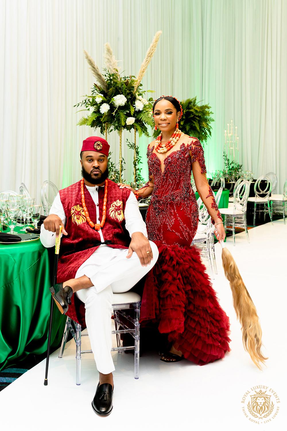 Chinye & Basil: Luxury Emerald Wedding With Pampas Grass
