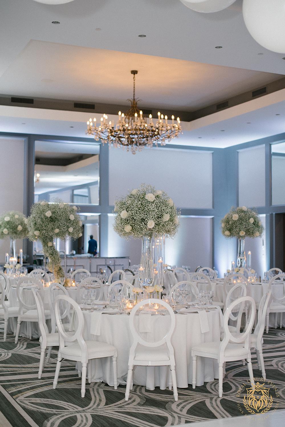 wedding reception decor houston - centerpieces - babys breath