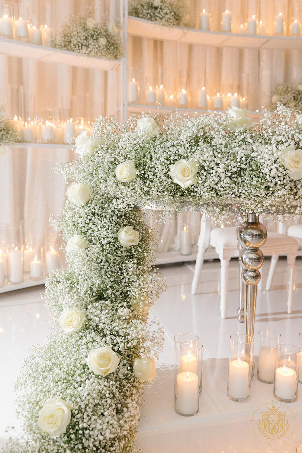 wedding reception decor houston - centerpieces - babys breath